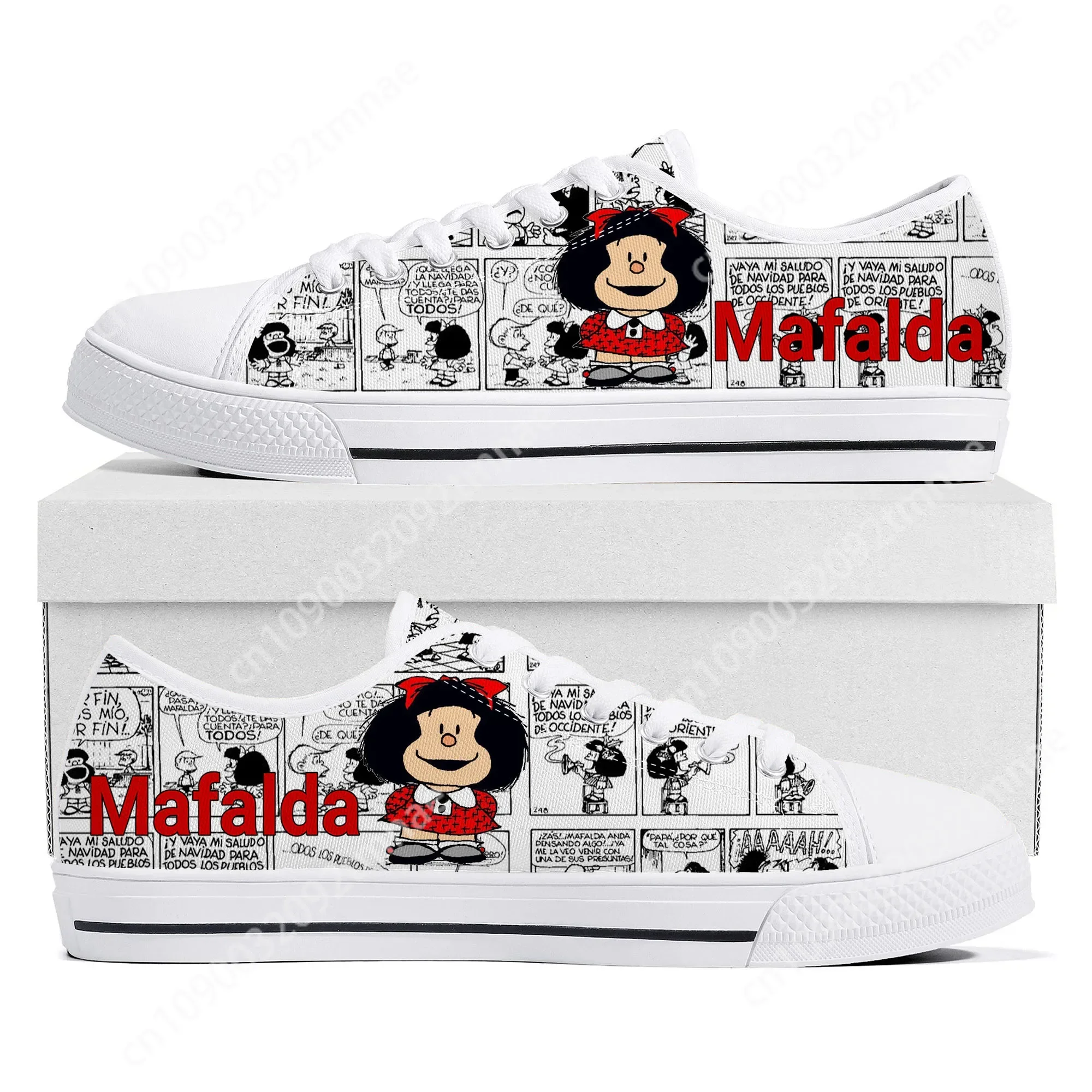 

Hot Cartoon Role Mafalda Low Top Sneakers Womens Mens Teenager High Quality Fashion Canvas Sneaker Couple Custom Built Shoes