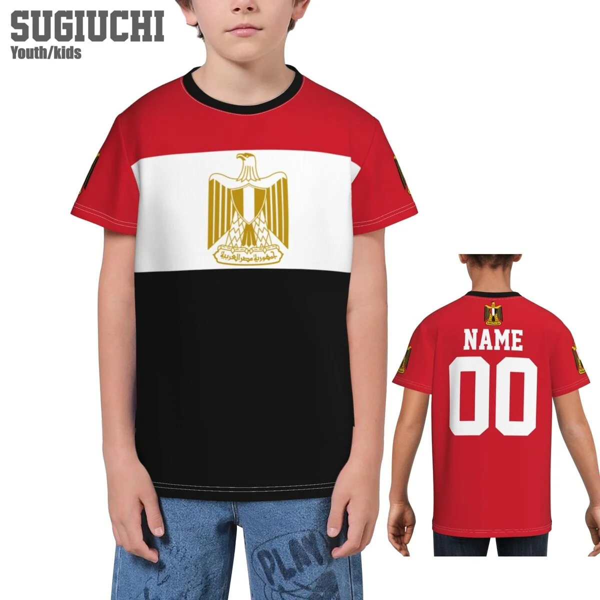 Custom Name Number Egypt Flag Emblem 3D T-shirts For Kids Youth Boy/Girl Tees jersey Soccer Football Fans Gift T shirt