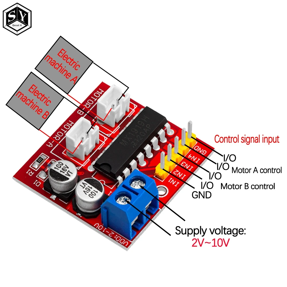 1PCS 2.5A Dual bridge brushed DC motor Drive Controller Board Module for Arduino smart car robot Low power consumption MX1919