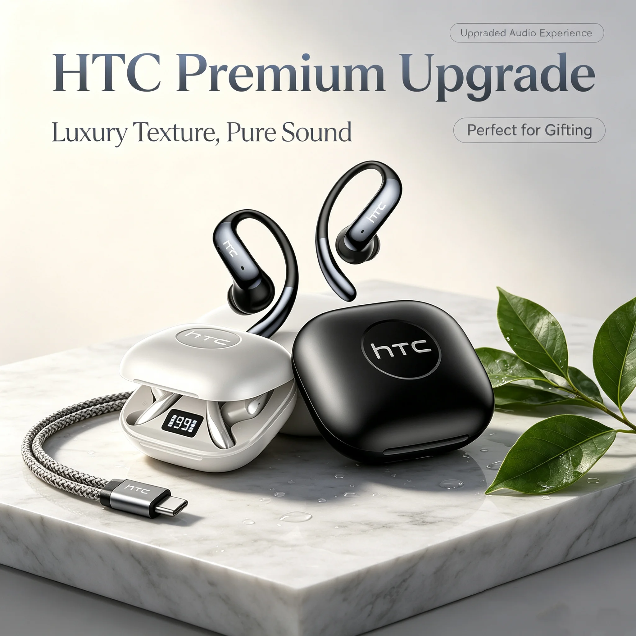 Cadeau simple : Écouteurs Traducteurs de Langues 2026 HTC NE63 avec Traduction IA, Son Surround, Confort Optimal, Idéaux pour le Sport et les Jeux