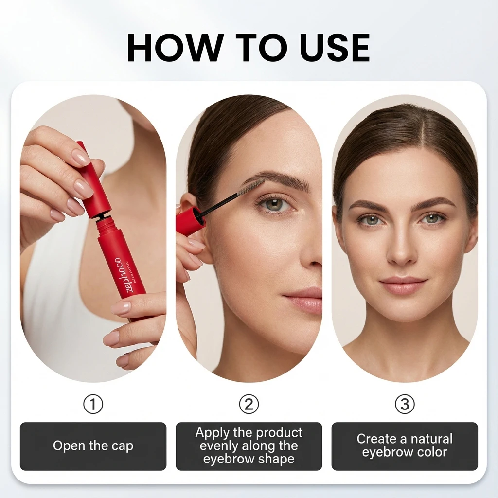 Máscara de Cejas Marrón Ceniza con Tono Rojizo de Larga Duración, Maquillaje Diario Natural y Definido para un Look Personalizado