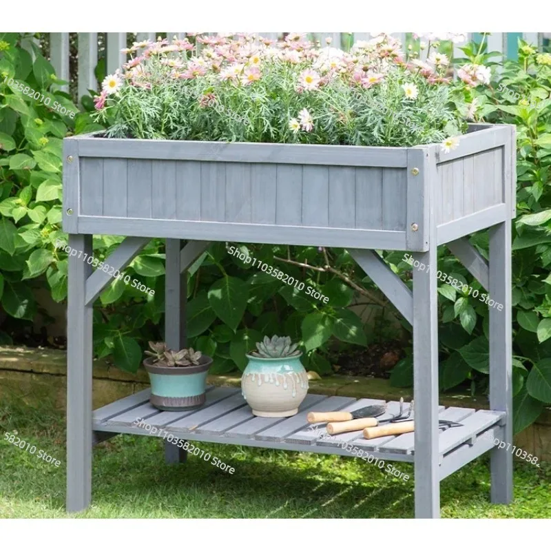 Anti corrosion wooden flower pots, modern light luxury outdoor balconies, courtyards,  indoor decoration, storage  shelves