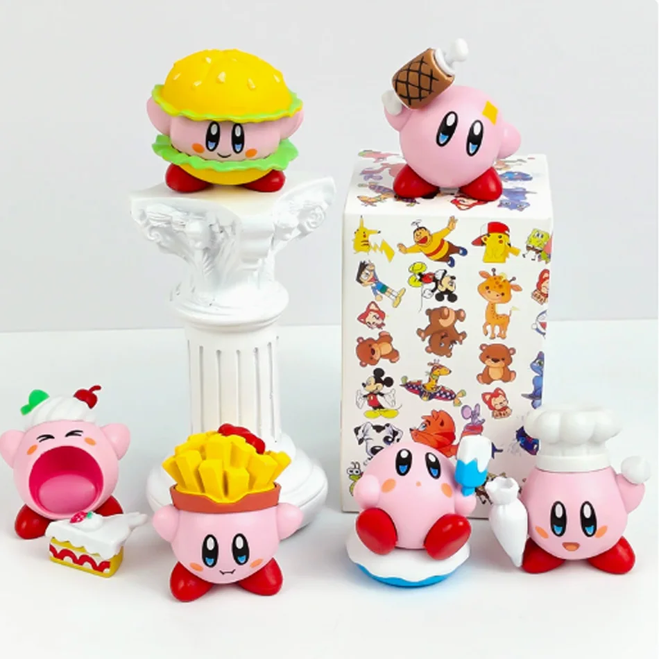 Star Kirby Actionfiguren Spielzeug mit Kirby Cartoon Aufbewahrungstasche PVC Niedliche Figuren Aktionsspielzeug