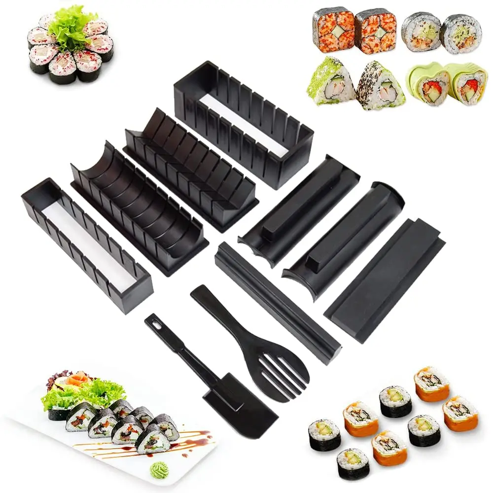 3/10Pieces Sushi Molds 10Shapes Sushi Rice Making Kit Easy Home DIY Sushi Tool Kitchen for Beginners Instruction Manual Included