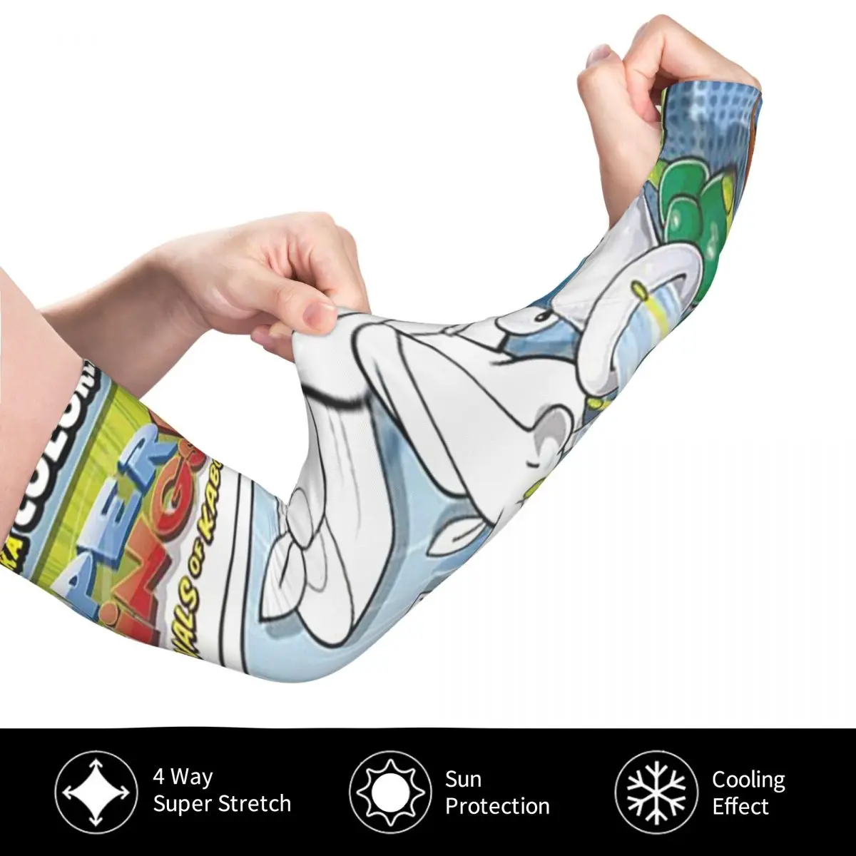 سوبر زينجز Superthings الكرتون في الهواء الطلق أكمام أذرع تبريد الشمس الأشعة فوق البنفسجية غطاء للحماية الصيف الحرير الجليد ركوب الدراجات أكمام الوشم #4