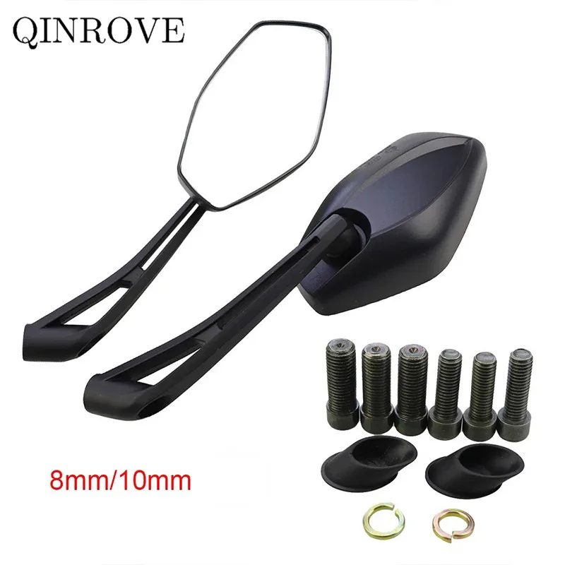 1 Pair Motorcycle Rear Mirror aluminum alloy ABS M8 M10 Scooter streetbike White Glass Universal Rear View  Mirror Accessories