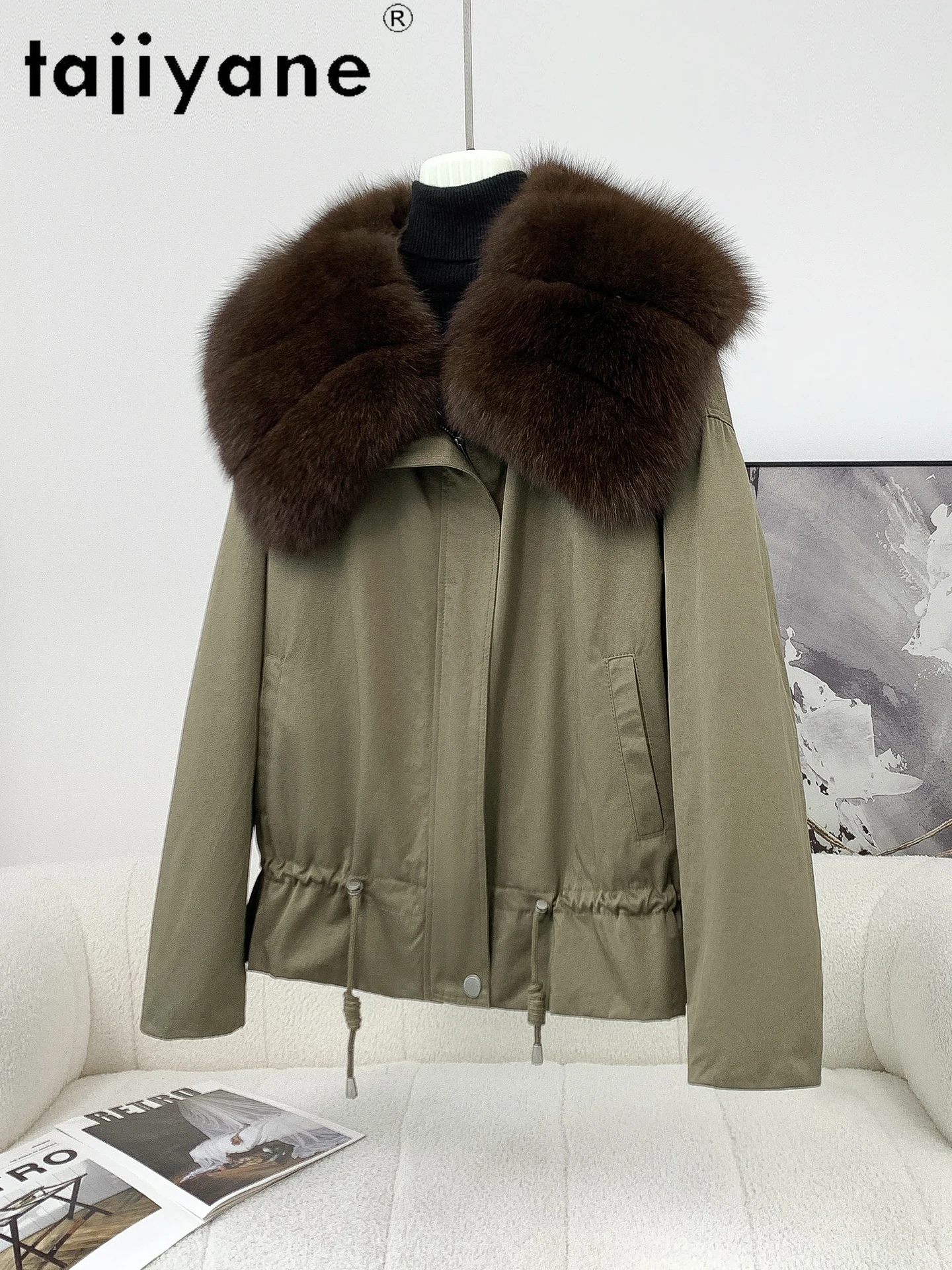معاطف نسائية من TAJIYANE Goose Down سترات نسائية ذات ياقة من فرو الثعلب الحقيقي قابلة للفصل ملابس خارجية نسائية مميزة ملابس نسائية شتوية 2025 فقرة
