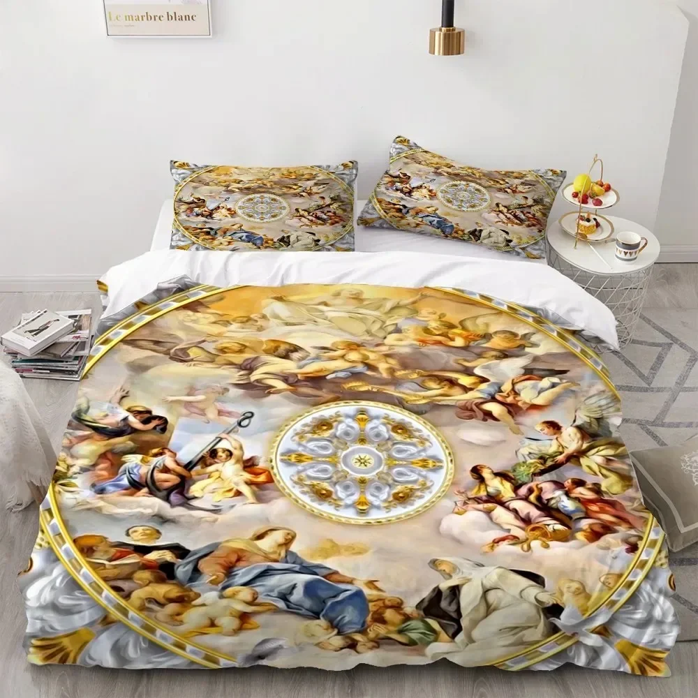 

3D Flower Oil Painting Angel Wing Comfortable Duvet Quilt Cover Pillowcase Bedding Set Children Bedroom Decoration Home Textile