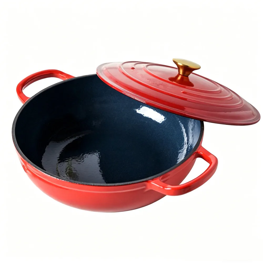 30cm Enameled Cast Iron Dutch Oven with Loop Handle 5L Saucepan Heavy Soup Pot Casserole Dish Kitchen Utensil Enamel Braised Pot