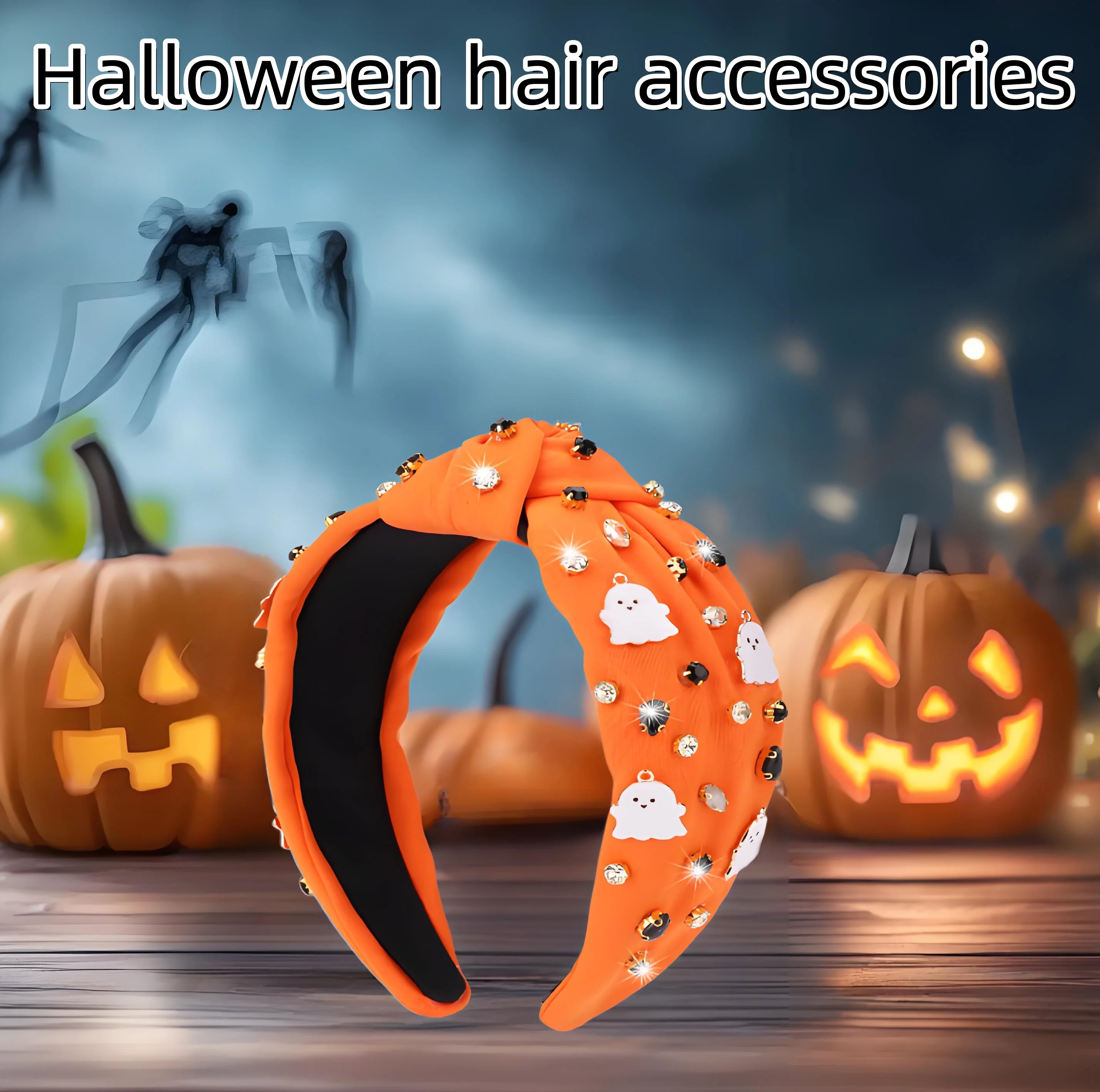

Sparkling Ghost Halloween Headband | Rhinestone & Crystal Beaded Hair Band | Festival Party Accessory for Women & Costumes