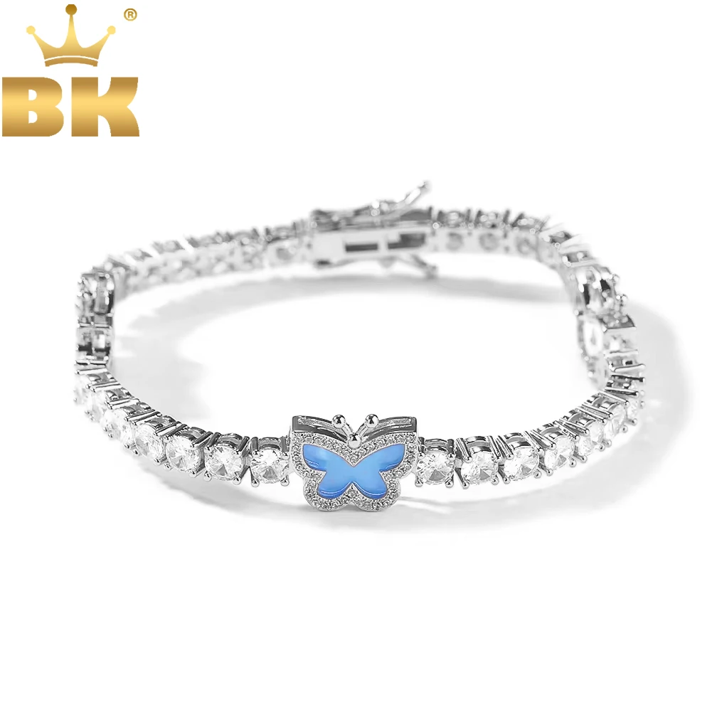 

THE BLING KING 4 мм красочная бабочка теннисная цепочка ожерелье Iced Out браслет с кубическим цирконием подарок для женщин мужчин ювелирные изделия в стиле хип-хоп