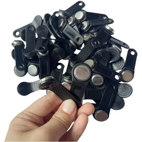100x Dallas DS1990A DS1990 F5 Serial Number iButton I-Button Key IB Tag CardWaterproof RFID TAG (Black)