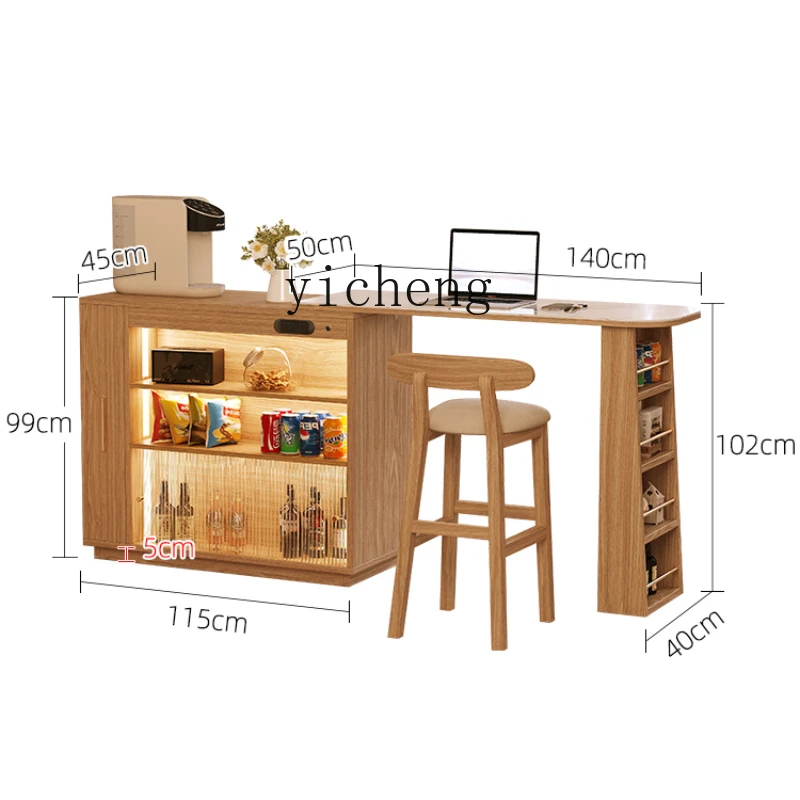 

Tqh Solid Wood Stone Plate Bar Modern Living Room Removable Partition Dining Table Small Apartment Home Multi-Functional Locker