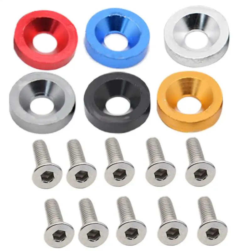 

10pcs/set Car Modification J-DM Screw Gasket M6 Gasket Screw Car License Plate Frame Modification Gasket Screw Decoration