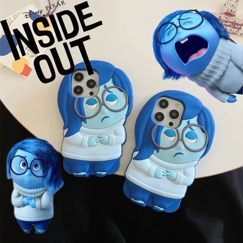 

Disney Inside Out 2 Phone Case Children Birthday Gifts Anime Figure Sadness Silicone Phone Cases for 11/1213/14/15 Pro Max
