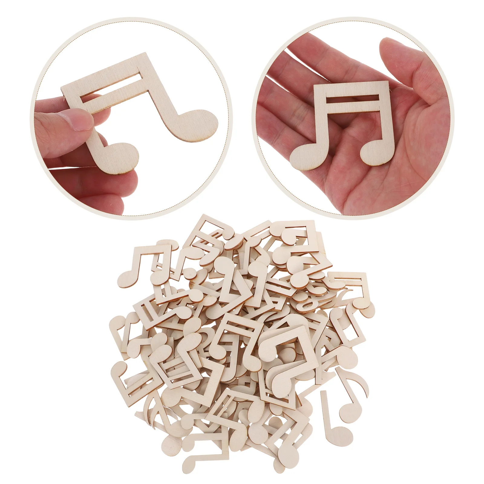 Tranches de notes musicales en bois non peintes, artisanat de bricolage pour enfants, fournitures artistiques, décorations Graffiti, pièces en bois sur le thème musical