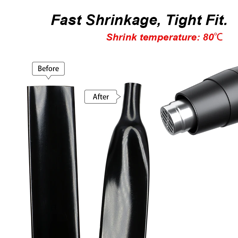 2:1 Shrink Rate Black/Clear Super Thin Wall Heat Shrink Tube Diameter 1 ~ 20mm DIY Earphone Line Audio Cable Repair Sleeve Wrap