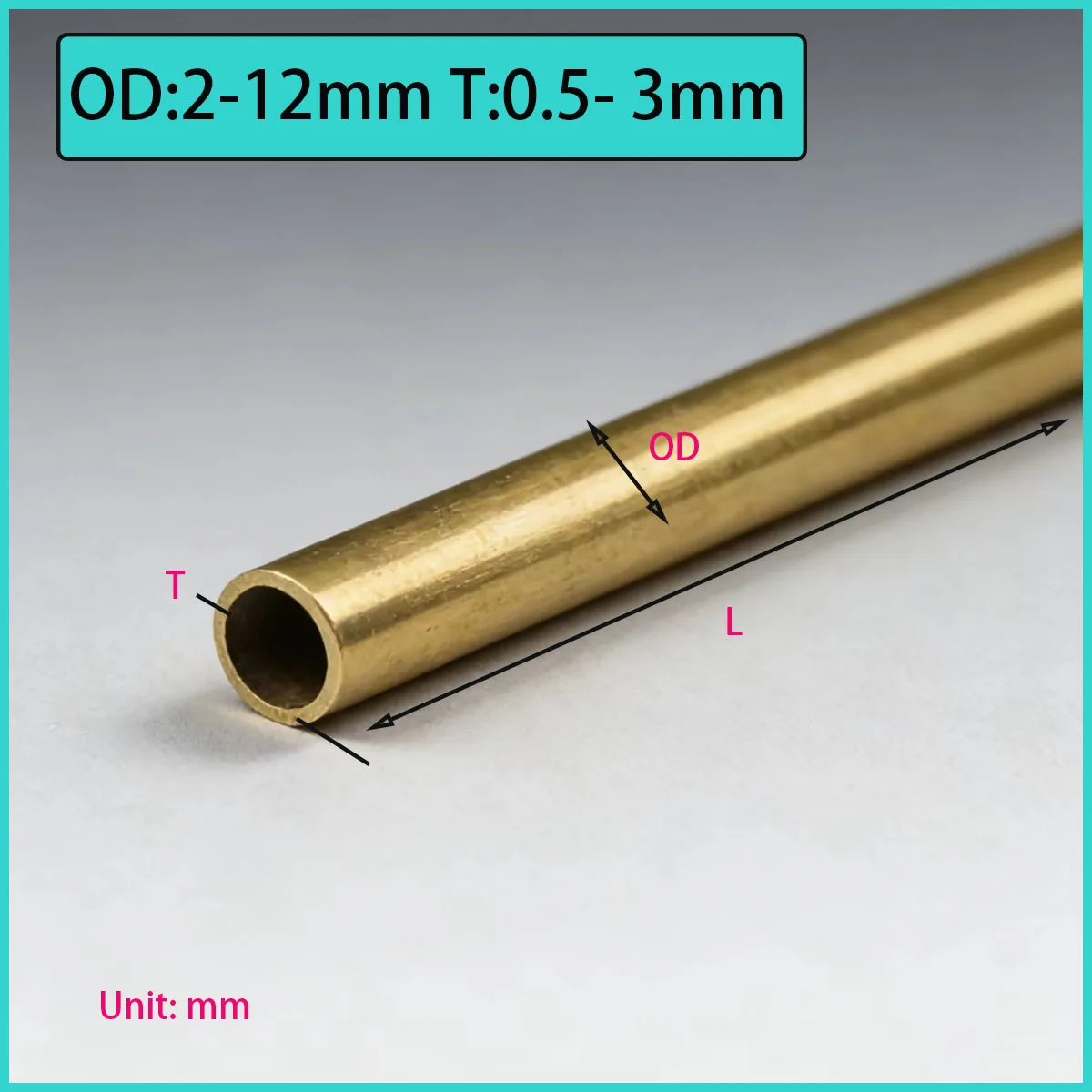 H62Hollow brass tube, outer diameter 2mm~12mm, wall thickness 0.5-3mm, suitable for precision electronic/mechanical applications