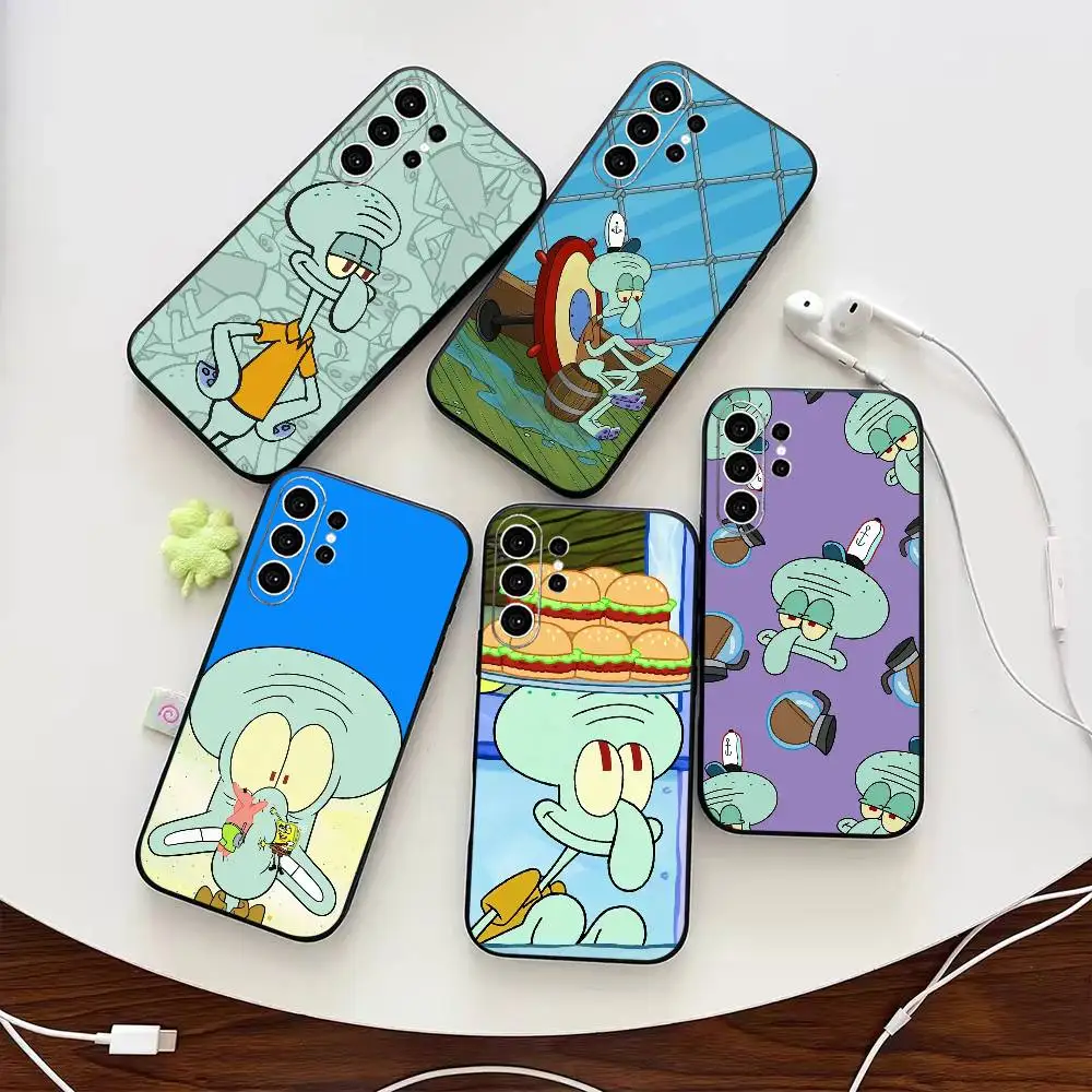 Squidward Tentacles Z-Sponge Funny BoB  PhoneCase For Samsung S25,S24,S21,S22,S23,S30,Ultra,S20,Plus,Fe,Note,10,9,5G Black Cover