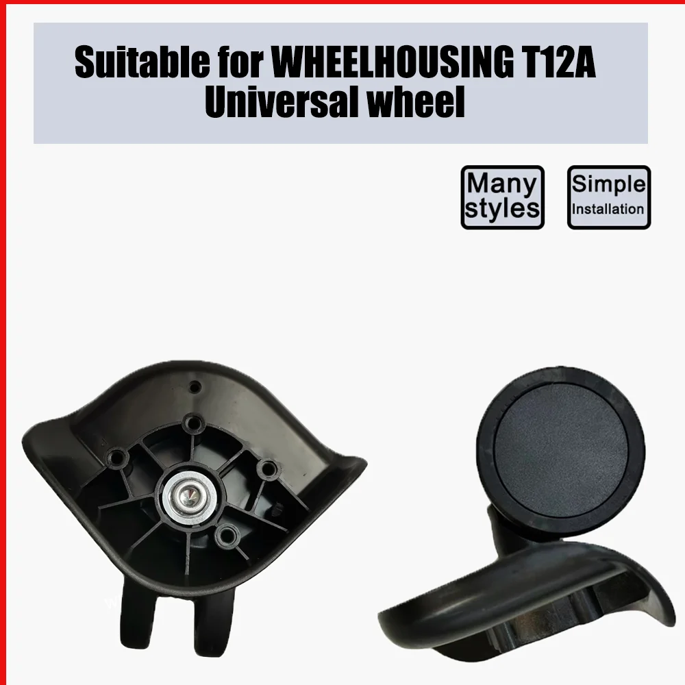 For WHEELHOUSING T12A Trolley Case Wheel Pulley Sliding Casters Universal Wheel Luggage Wheel Slient Wear-resistant Smooth Black