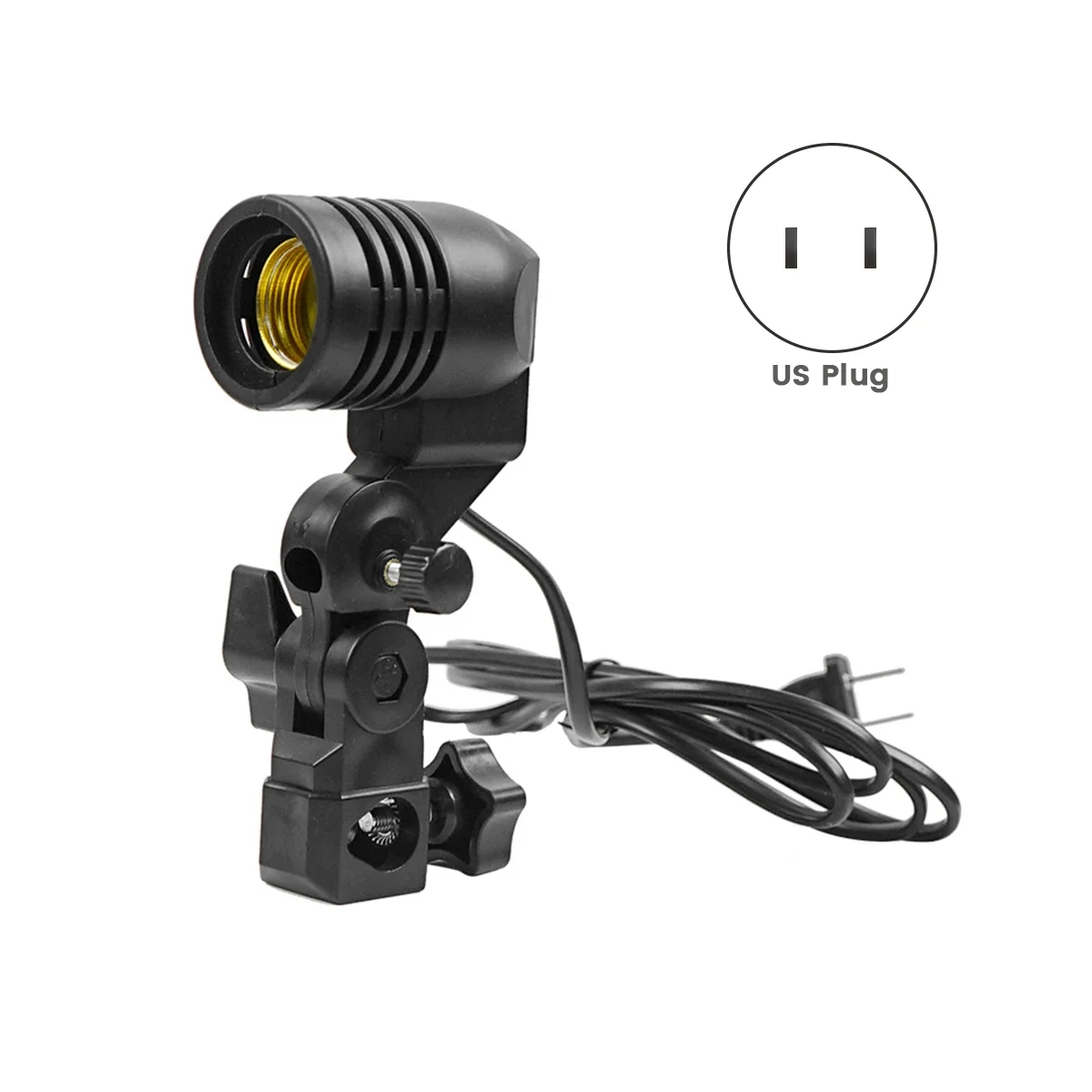 

Light Lamp Photo Studio E27 AC Socket Photography 1.8M Cable Cord Bulb Stand with Umbrella Holder Bulb Mount US Plug