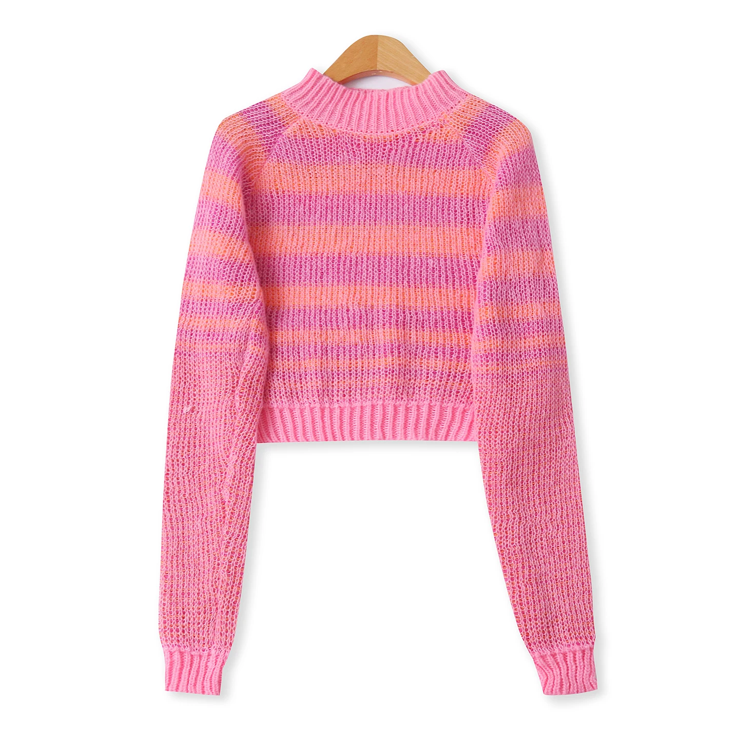 Oversized Long Sve adient Color Camere Sweater Women's f High Collar Pullover Autumn New Sle Striped Pattern