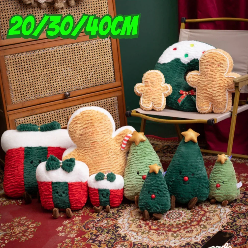 Christmas Gift Box Gingerbread Man Christmas Tree Plush Doll INS Cute Christmas Gift Comfortable Sofa Pillow Cushion Decoration