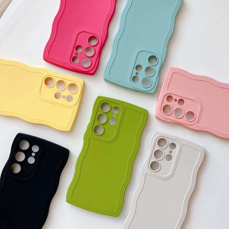 Fashionable Wave Edge Phone Case Suitable For Samsung S24 S23 S21 S20 FE S22 Plus Ultra Note 20 Ultra Shockproof Bumper Cover