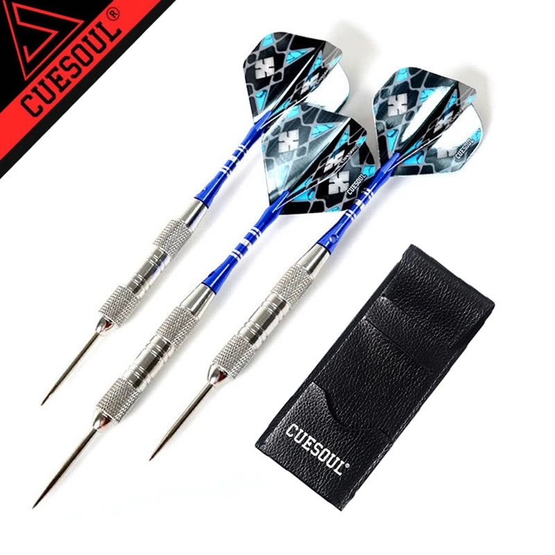 CUESOUL 3pcs 22g Blue Steel Tip Darts With Brass Darts Barrel And Aluminum Shafts Blue Flights