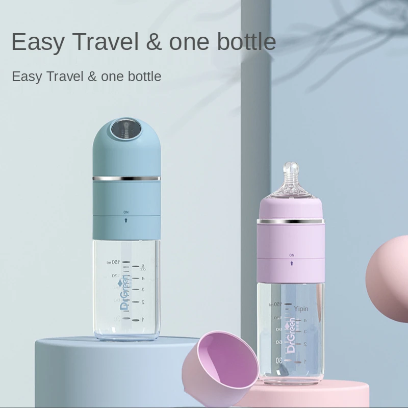 Newborn Baby Insulated Bottle Glass and Ppsu Feeding Wide-caliber 4S Fast Flushing Anti-colic Night Milk Cute Water Thermostat