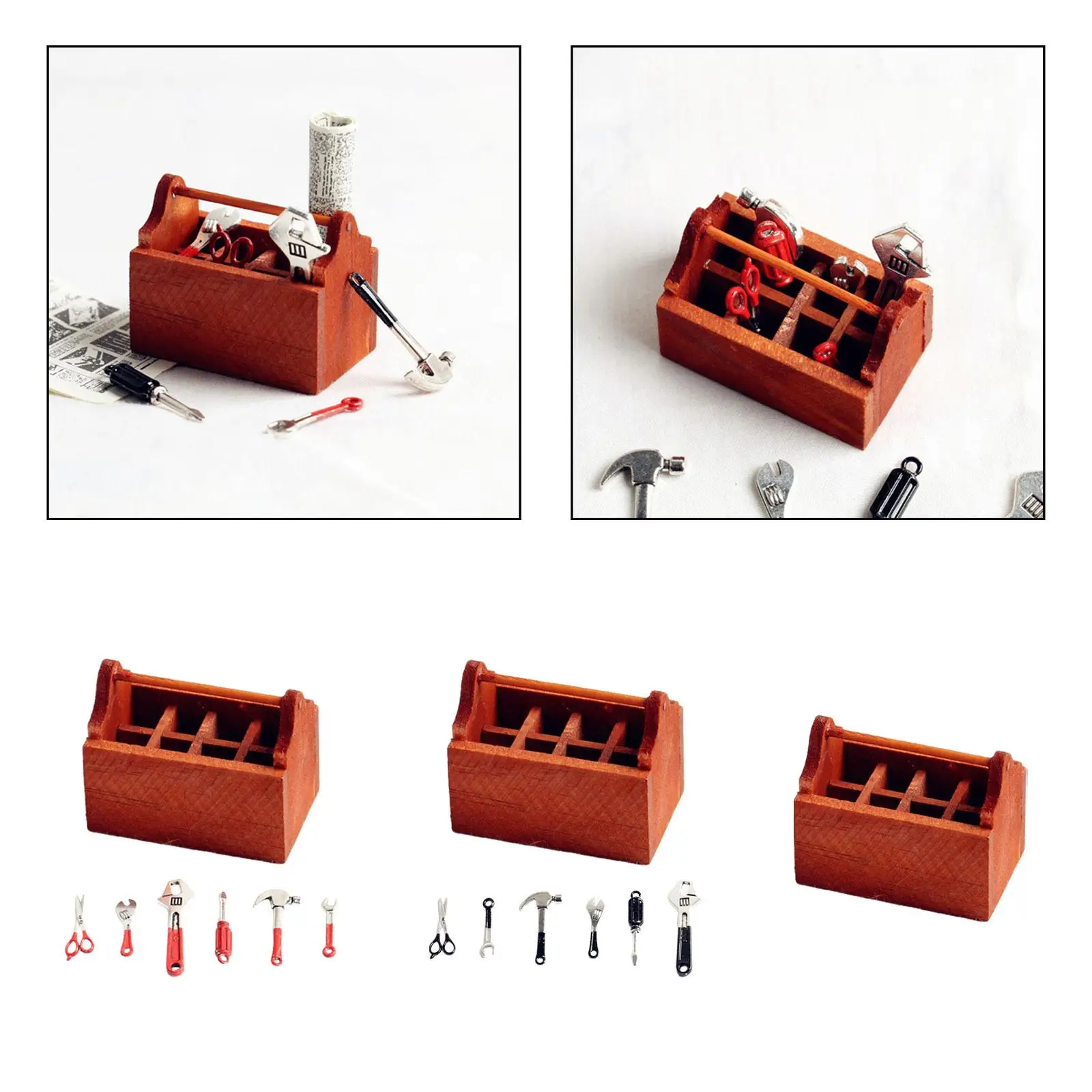 

1/12 Miniature Repair Tools Box Coffee Table Pretend Toys for Model Train DIY Projects Fairy Garden DIY Scenery Micro Landscape