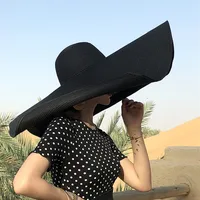 Summer Foldable Portable Oversized Sun Hat For Women Elegant 70cm Diameter Large Wide Brim Straw Hat Multicolor Gorras Beach Cap - Image 3