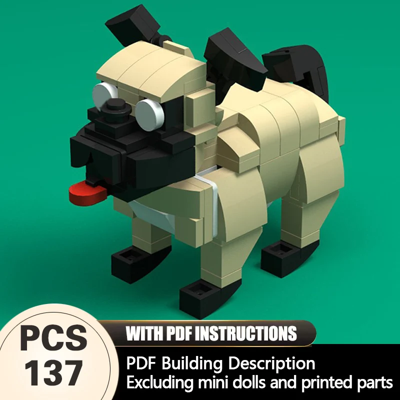 

Creators Animal Series Model MOC Building Bricks Short-Nosed Dog Modular Technology Gifts Holiday Assemble Children Toys Suit