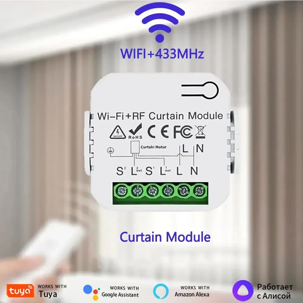 Tuya Wifi Smart Gordijnschakelaar Controllers Blind Rolluik RF 433MHz Smart Life APP Afstandsbediening Spraakbesturing Alexa Google Home