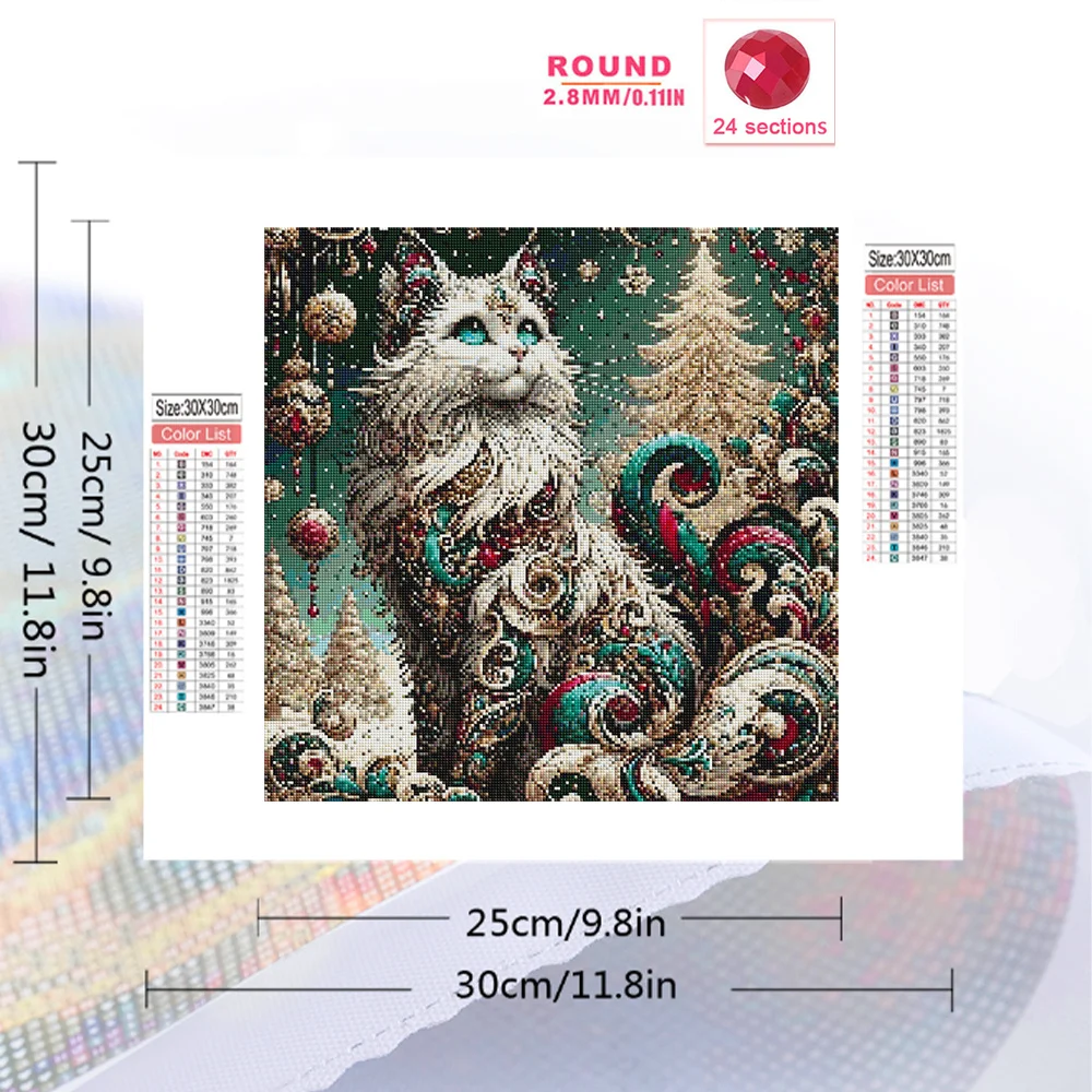 EverShine Full Drill Diamond Embroidery Cat Fantasy Diamond Painting Animal Creative Hobbies Mosaic Winter Tree Christmas Gift