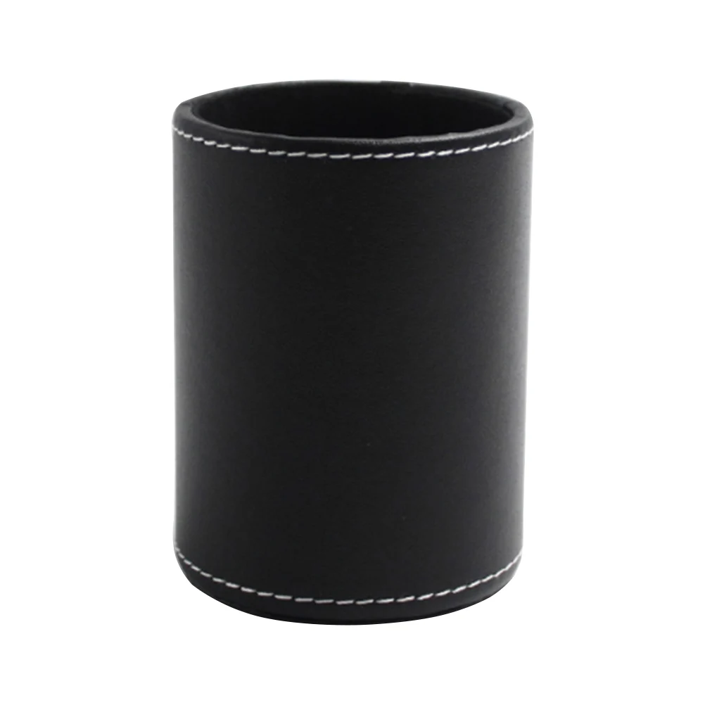 

1pc Round Pen PU Container Desktop Pen Holder Desk Organizer for Office Home Use Lightweight Portable