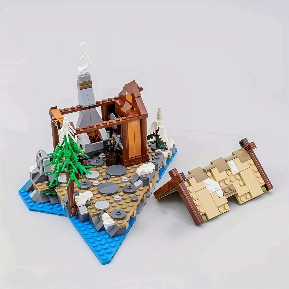 Bloques de construcción de pueblo vikingo para niños, pueblo vikingo juguete para armar de ladrillos, serie Creator expert Architecture, ideal para regalo de cumpleaños, códigos 2103, piezas y 21343