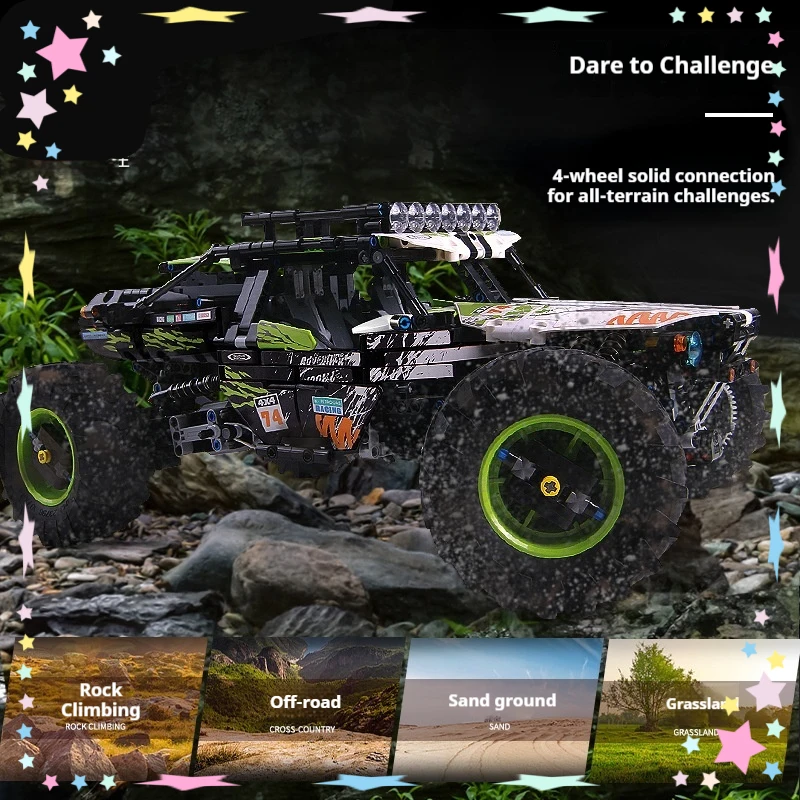 グリーンデビル電動リモコンプログラミングおもちゃの車モデル組み立て知能強化男の子への完璧なギフト