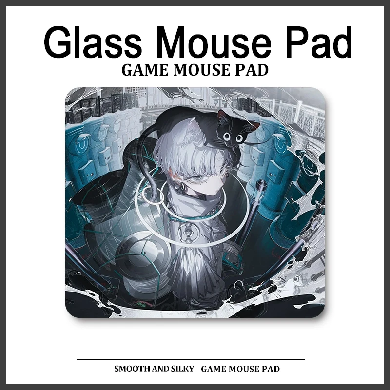 아트 미학적 창의적인 애니메이션 소녀 태양광 발전 부드러운 유리 게임용 마우스 패드 만화 귀여운 하드 강화 표면 FPS e스포츠용