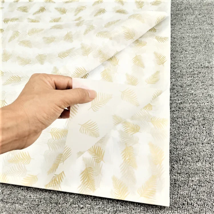 10pcs Flower Gift Wrapping Tissue Paper Translucent Pleated Papers Gold Leaf Pattern Clothing Shoe Package Handmade Apple Papers