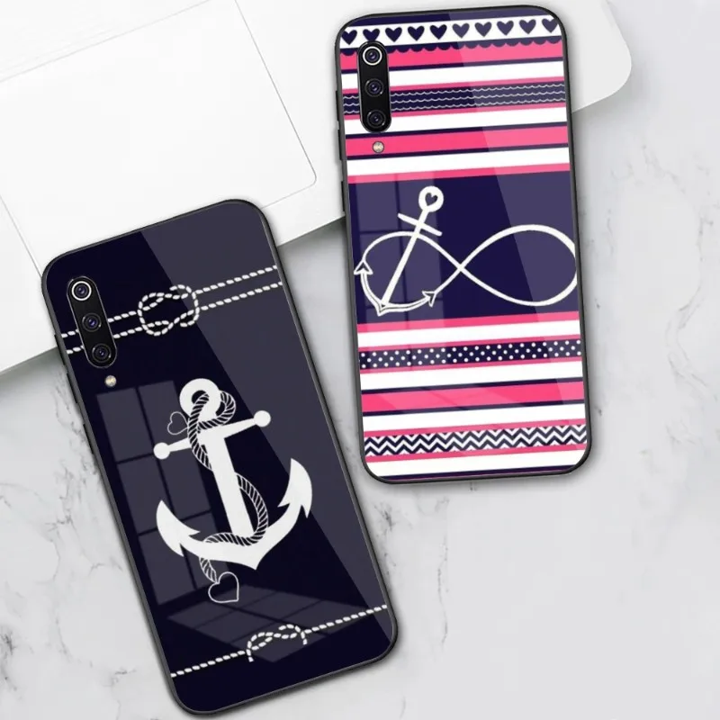 Sailor Safely Anchor Phone Case for Xiaomi 13 12 11T 10 9 Lite Redmi Note 11 10 10S Pro 9 9A 8 PC Glass Cover Funda Shell