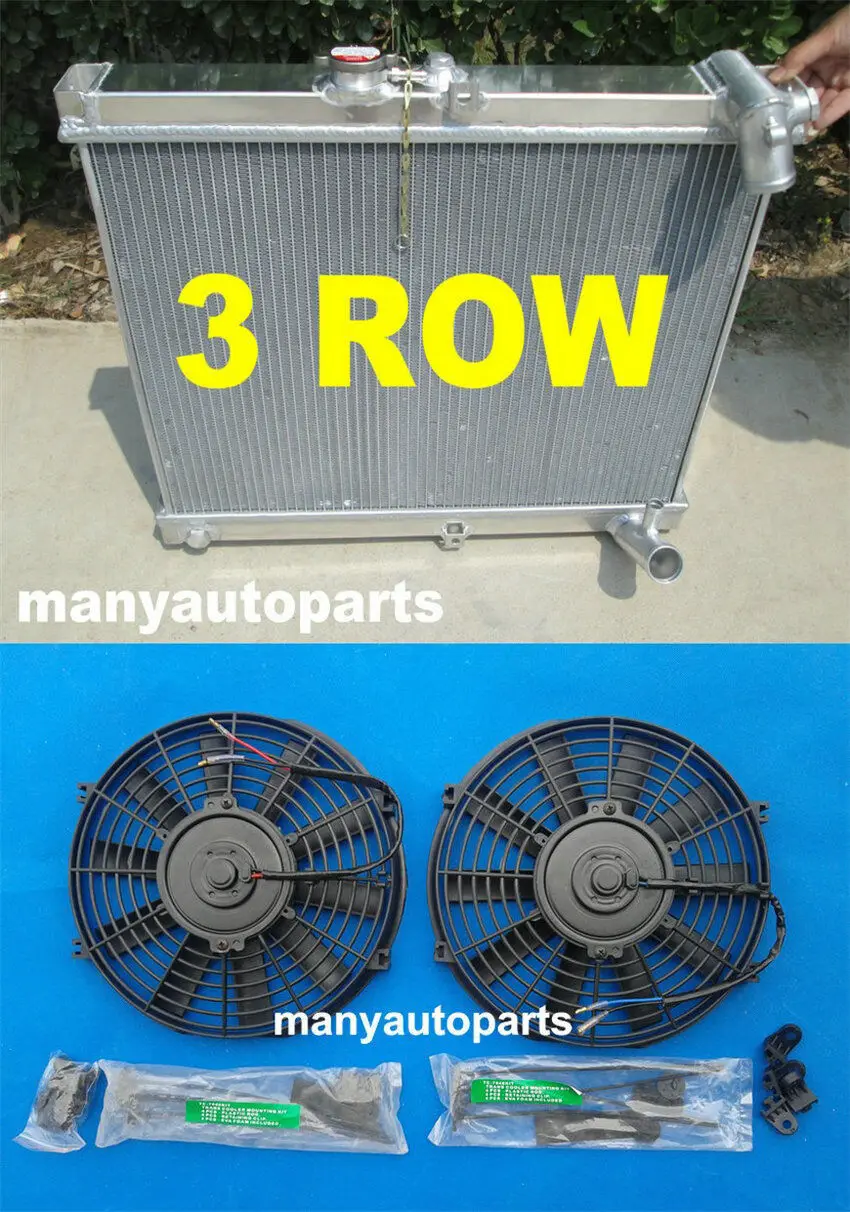 

aluminum radiator &Two fans for 1986 1987 1988 Mazda RX7 RX-7 FC3S FC-3S S4 MT