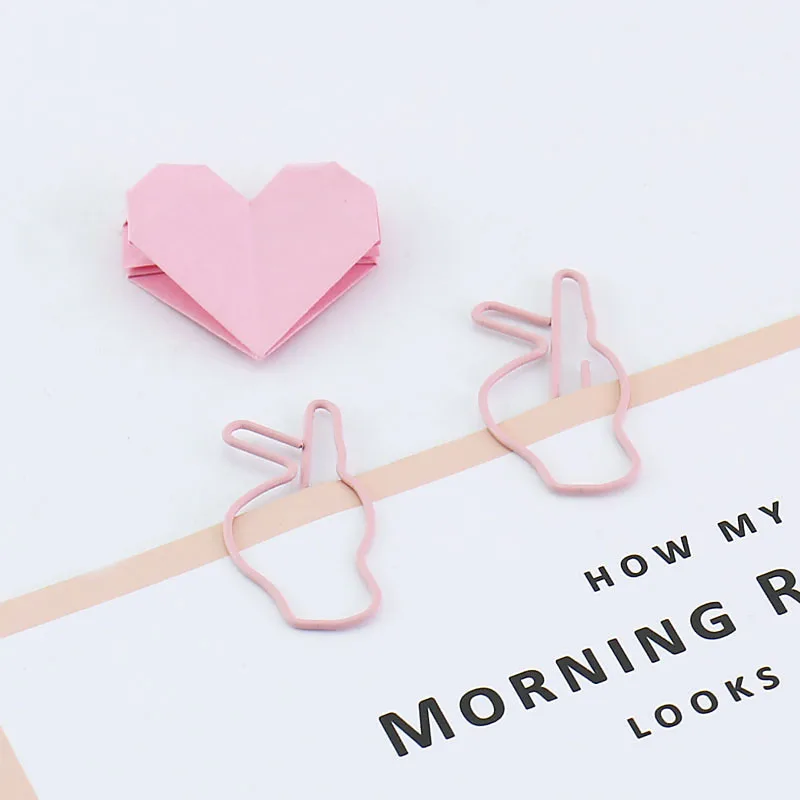 15pcs Than Heart Shaped Paper Clip Bookmark Decoration Pink Cute Paperclip Safety Pin School Stationery Office Planner Supplies