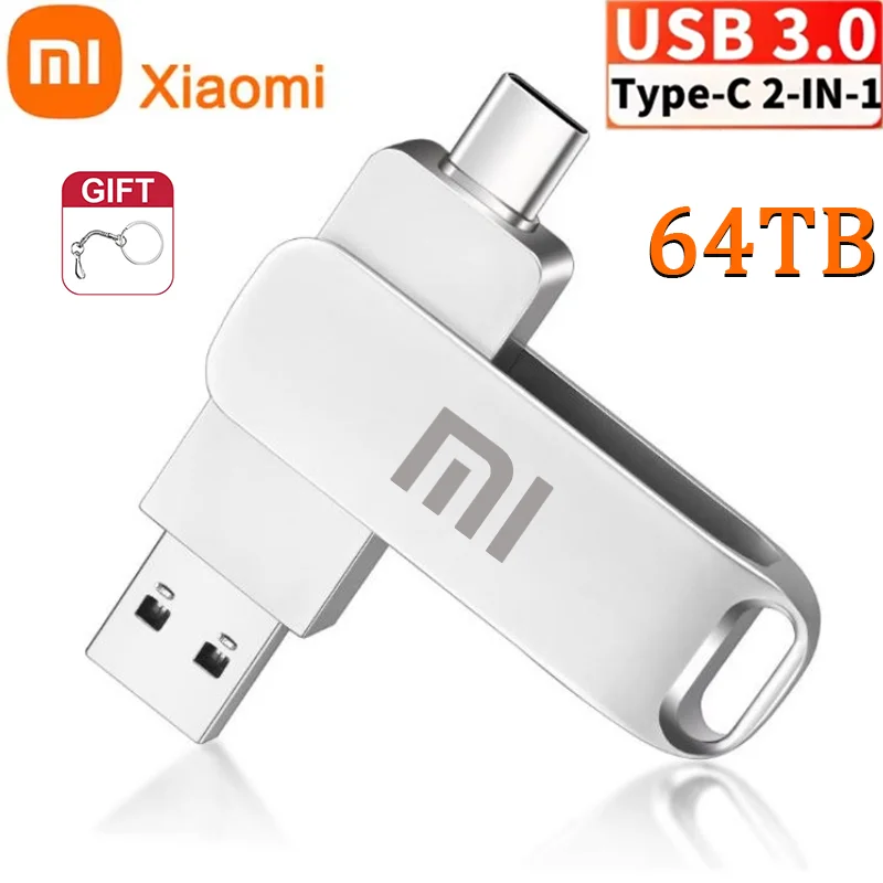 محرك فلاش XIAOMI 64 تيرا بايت USB 3.1 محرك أقراص عالي السرعة 16 تيرا بايت معدني مقاوم للماء من النوع C 8 تيرا بايت 2 تيرا بايت USB لأجهزة تخزين الكمبيوتر