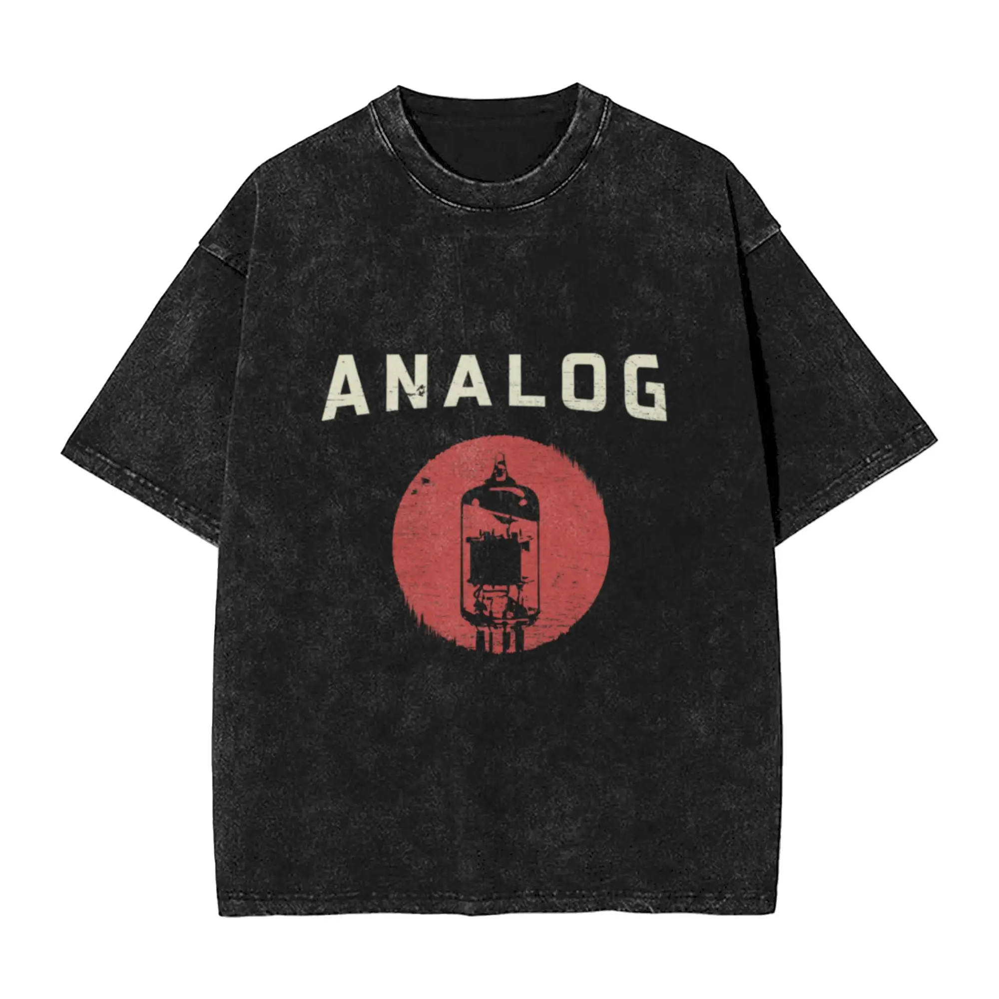 Vacuum Tube Analog Distressed Effect Classic Comfort A T-Shirt Oversized Short Sleeve Men's Women's Cotton Tees Tops