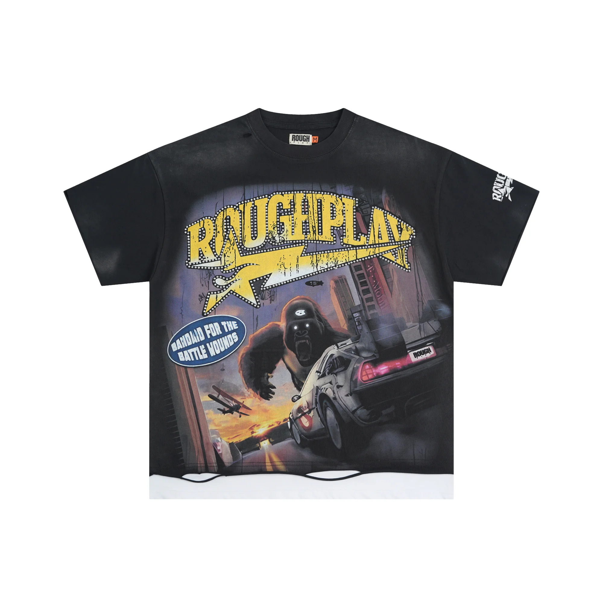 

25SS American Men's And Women's Front and rear white ink direct jet breathable fashion short sleeve T-shirt with drill