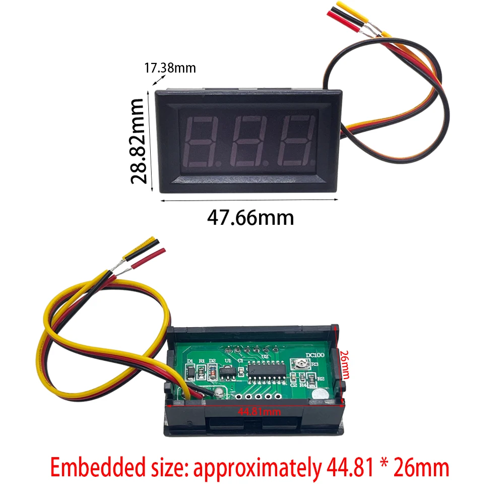 디지털 전압계 DC 0-200V 디지털 전압계 전압 패널 미터 Electromobile 오토바이 자동차 용 빨간색/파란색/녹색