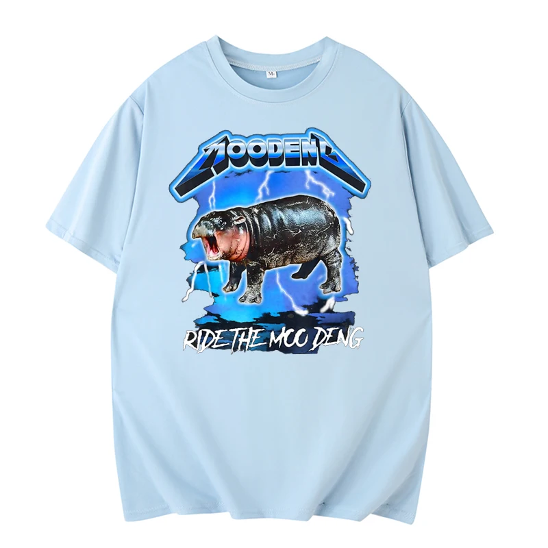 Moo Deng Hippo T Shirt Hip-hop Rock Retro Short Sleeves Men Women Clothing Fashion 90s Vintage Summer Clothing