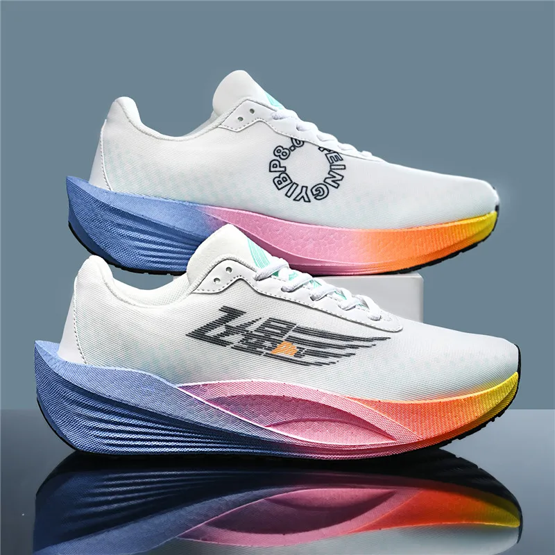 

Carbon Plate Running Shoes, Soft Sole, Shock-Absorbing, Rebound Racing Sports Shoes for Men and Women, Ultra-Light, High-Elastic