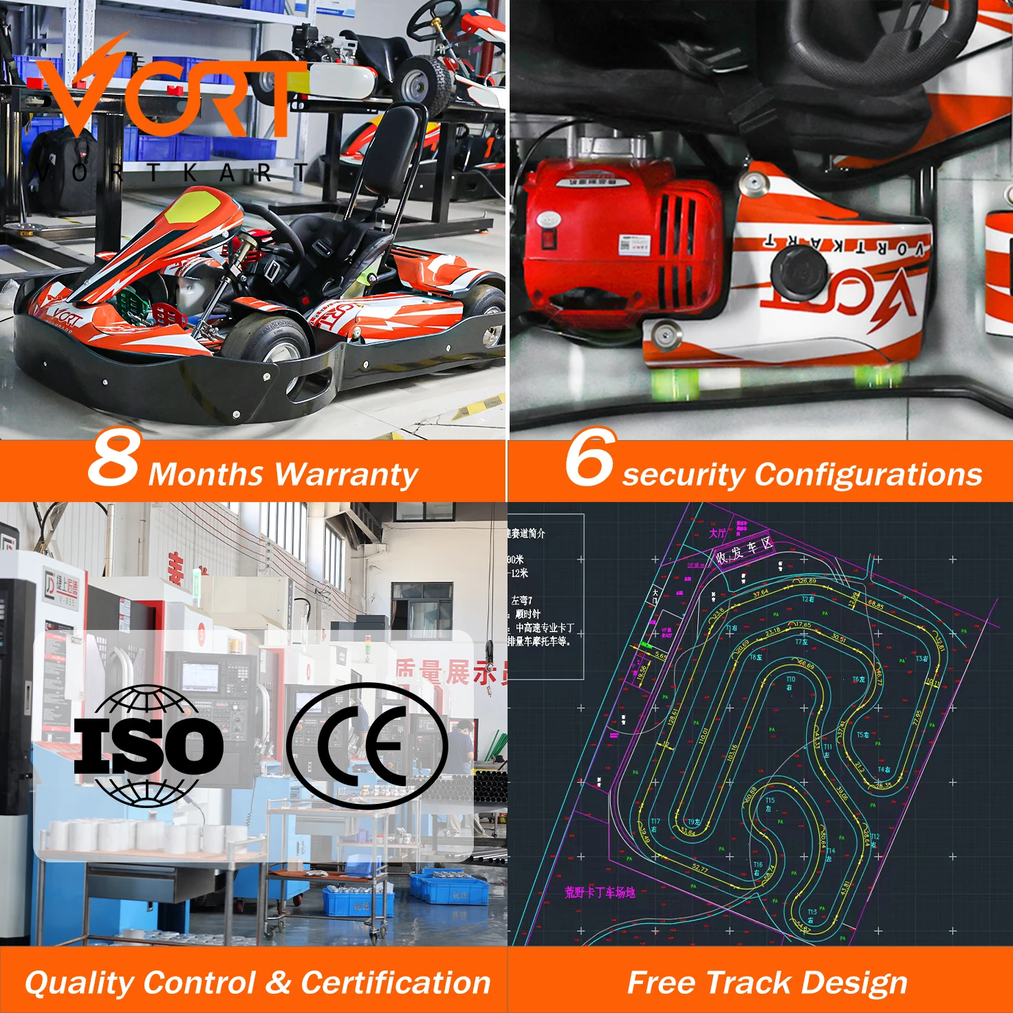 RACING Low Maintenance Durable Gaso line Powered 4 Stroke 40km/h Kids Go Kart for Indoor/Outdoor Use